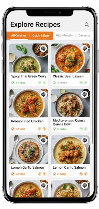 AI recipe suggestions feature screenshot